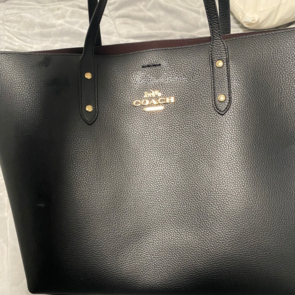 Black Coach Tote LTH Town Tote